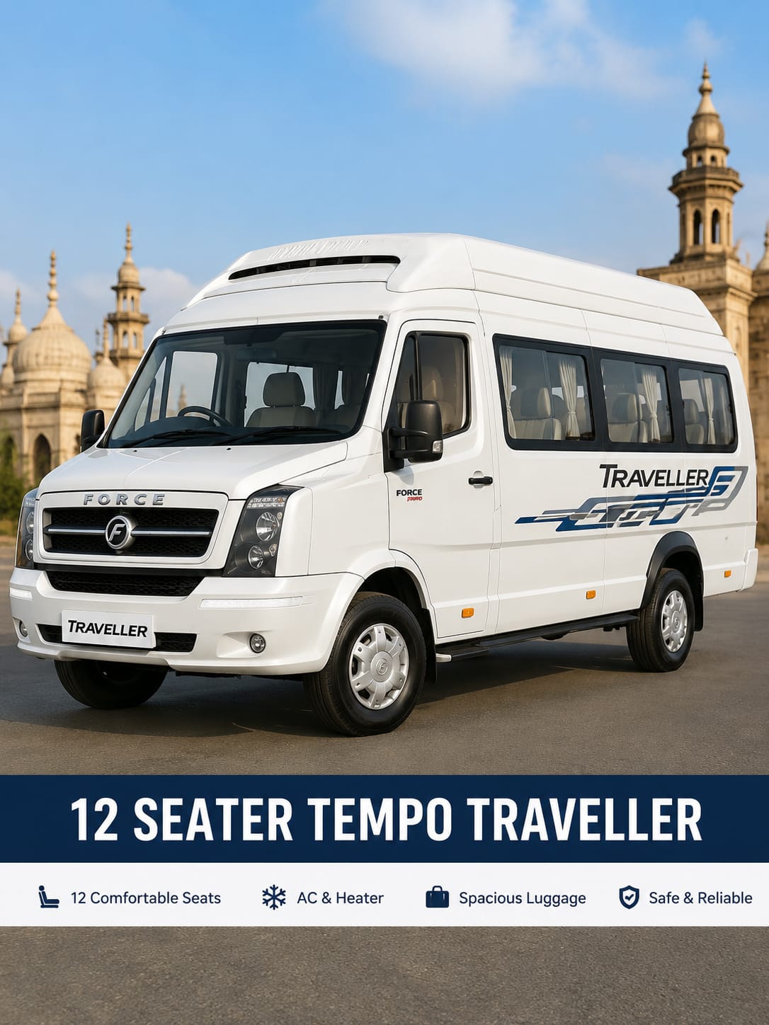 12 Seater Tempo Traveller on Rent in Lucknow.